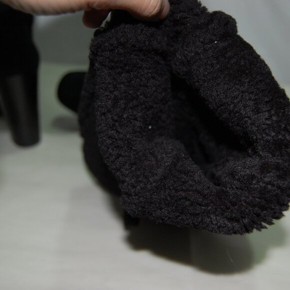 39.5/9.5❤️PRADA Black Slouch Shearling Suede Leather Over Knee High Heels Boots - Picture 12 of 13